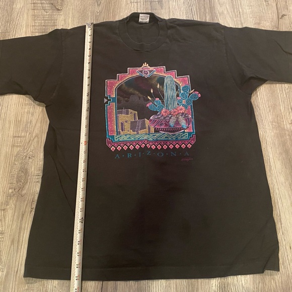 Vintage 90s Arizona T Shirt Men's XL Black Single Stitch Southwest Aztec Retro - Picture 4 of 6